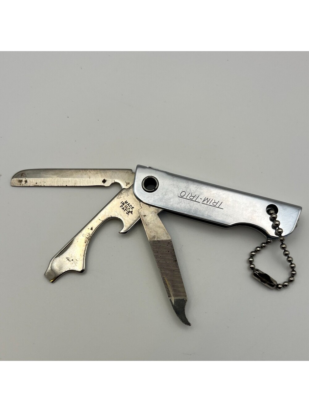 Vintage 1960’s BASSETT TRIM TRIO Pocket Keychain Knife Multi Tool - USA